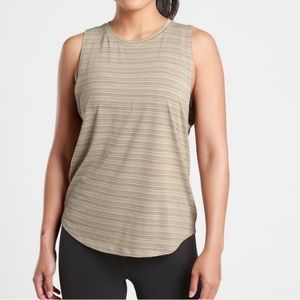 Athleta Cloudlight Striped Muscle Tank Whisper Stripe Shadow Olive size small